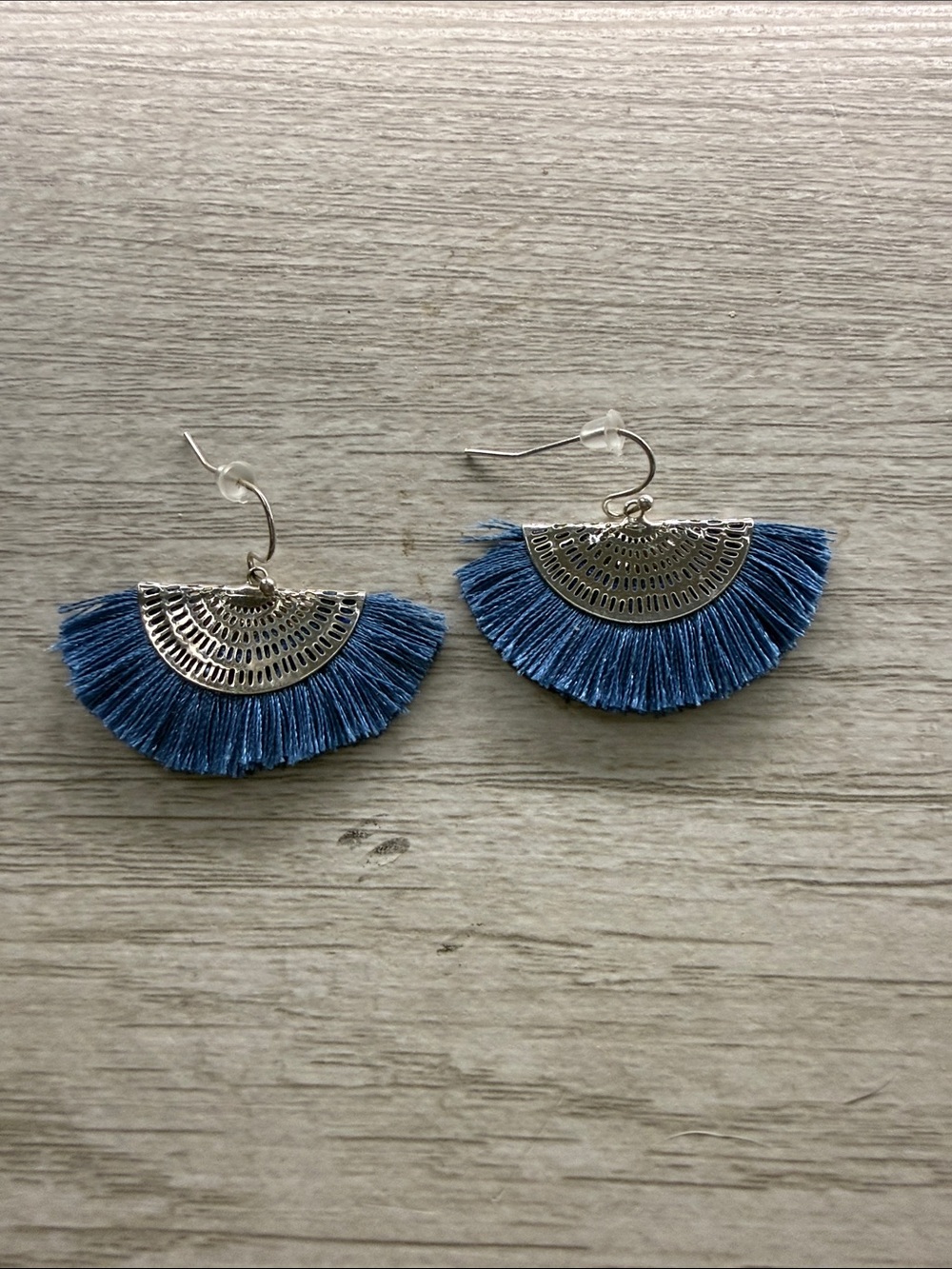 Blue Fan Tassel Drop Earrings - Women Jewelry